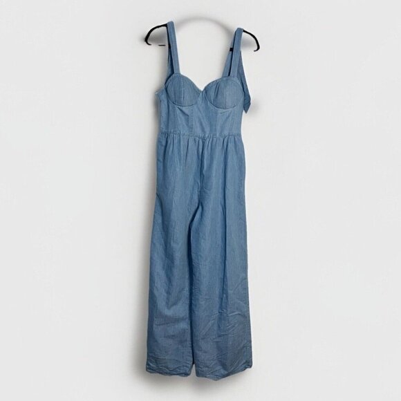 Band of the Free Jumpsuit Womens Small Blue Sweetheart Neckline Wide Leg Blue - Picture 1 of 12